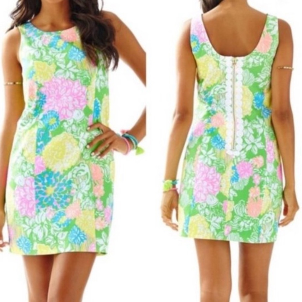 Lilly Pulitzer CATHY SHIFT DRESS Multi Hibiscus Stroll - Size 14